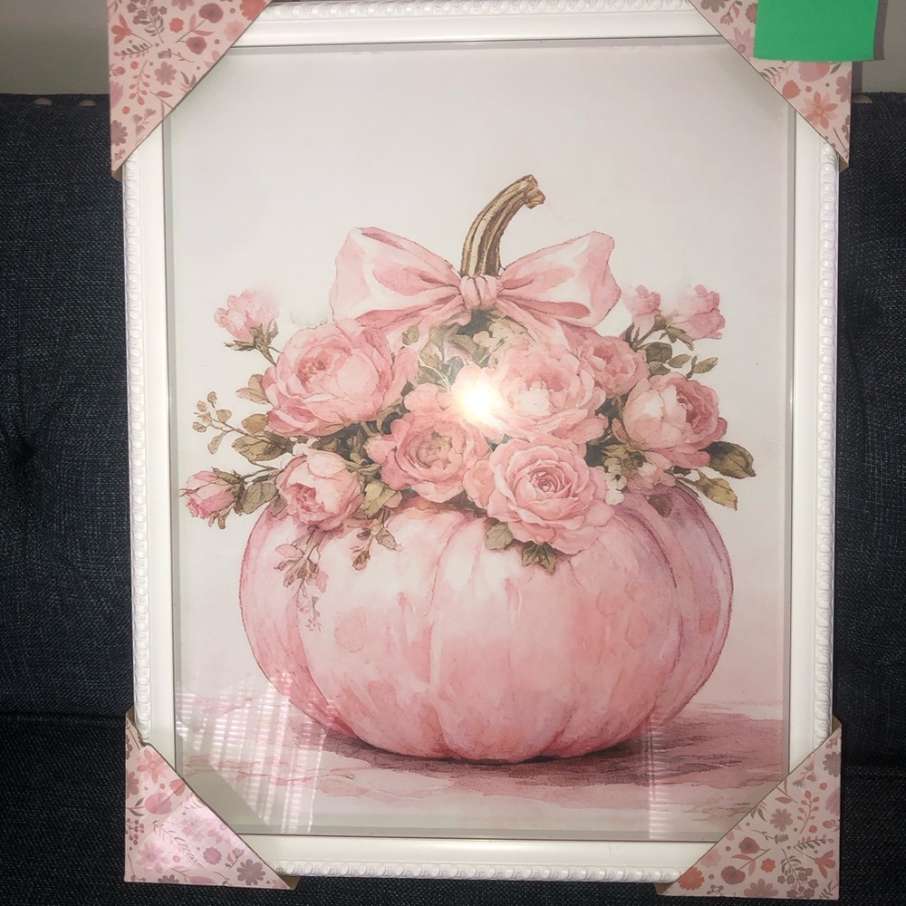 🩷 Pink Floral Pumpkin Framed Wall Art - Home Accents🩷 Viral